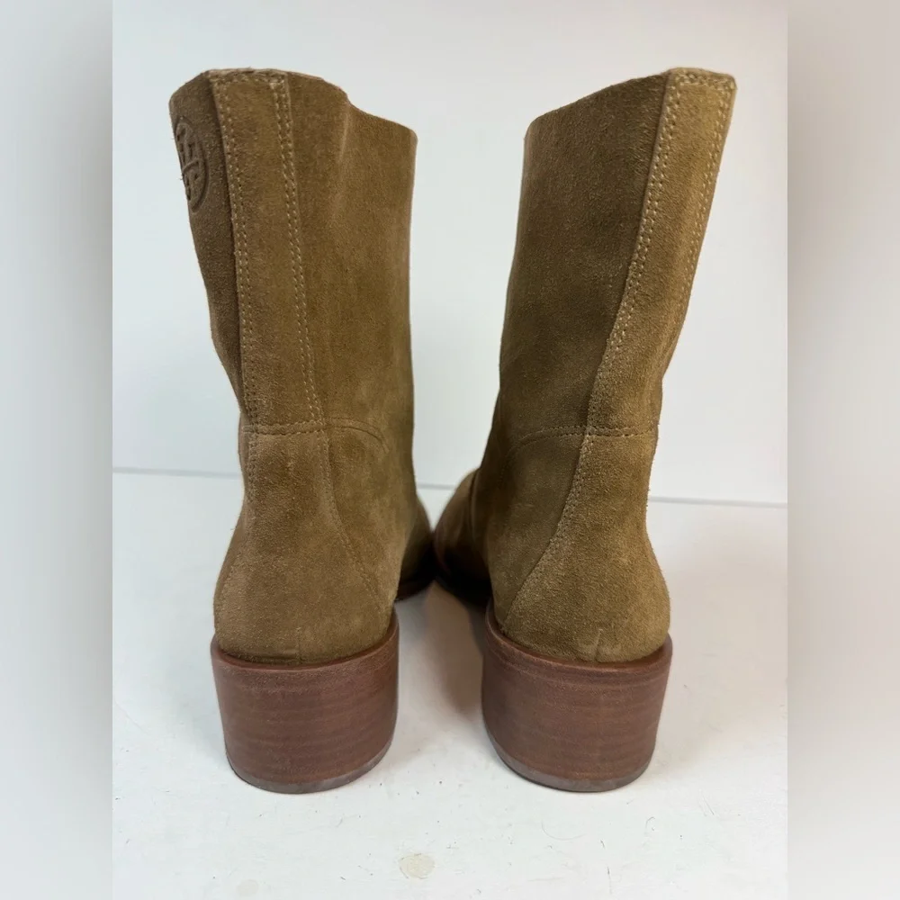 NWOT Tory‎ Burch Sienna River Rock Embossed Logo Suede Leather Boots Size 11M